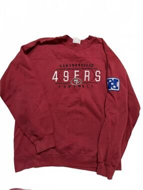 90s San Fransisco 49ers Red Cotton Embroidered Crewneck SIze XL